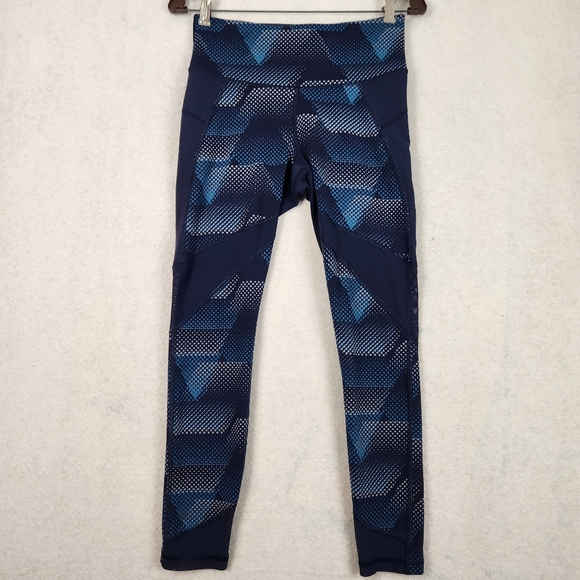 Athleta Pants - Athleta Small Kinetic Stealth Blue Geometric Stretch Athletic Skinny Leggings